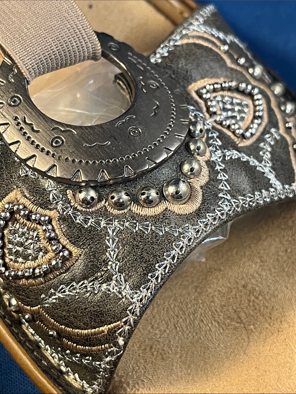 Regina by Rieker Metallic Silver Embellished Slingback Sandals - Picture 3 of 9